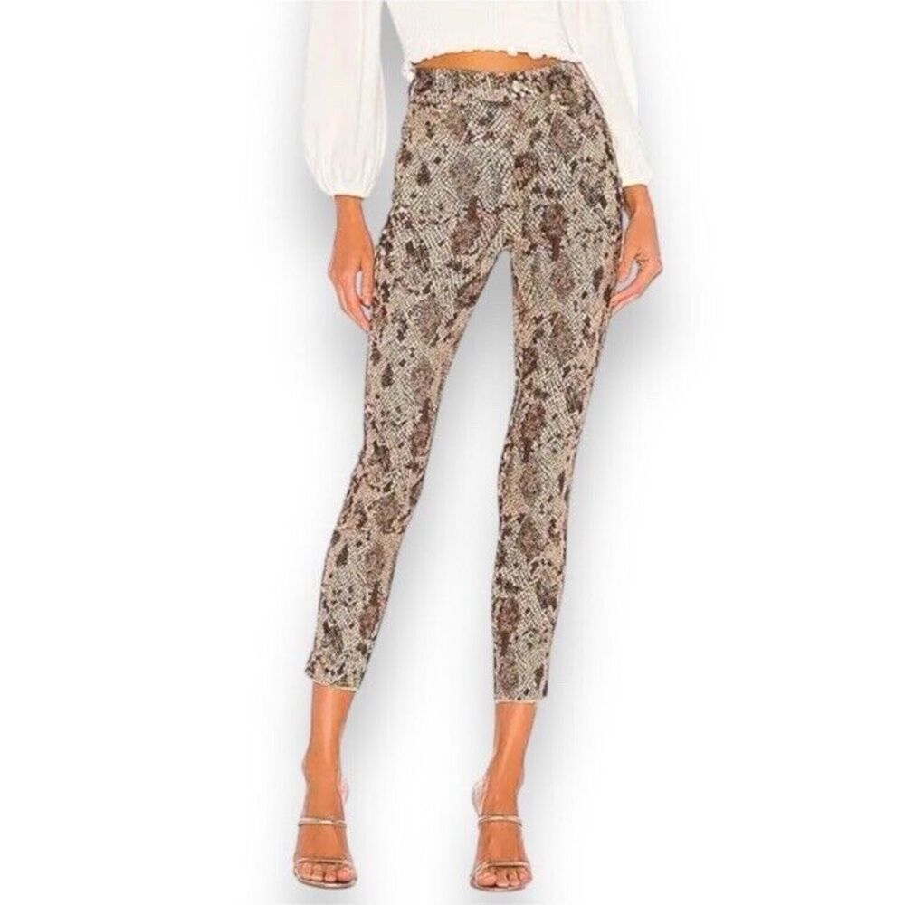 Free People Snake Print Ankle Pants in Brown & Cream